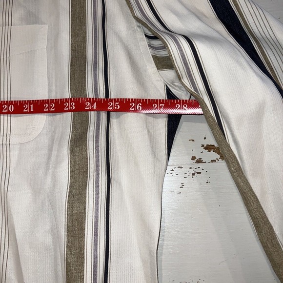 Ralph Lauren Men XL  XXL Button Down Long Sleeve Shirt Stipe Ivory Coal Runs BIG - Picture 5 of 13